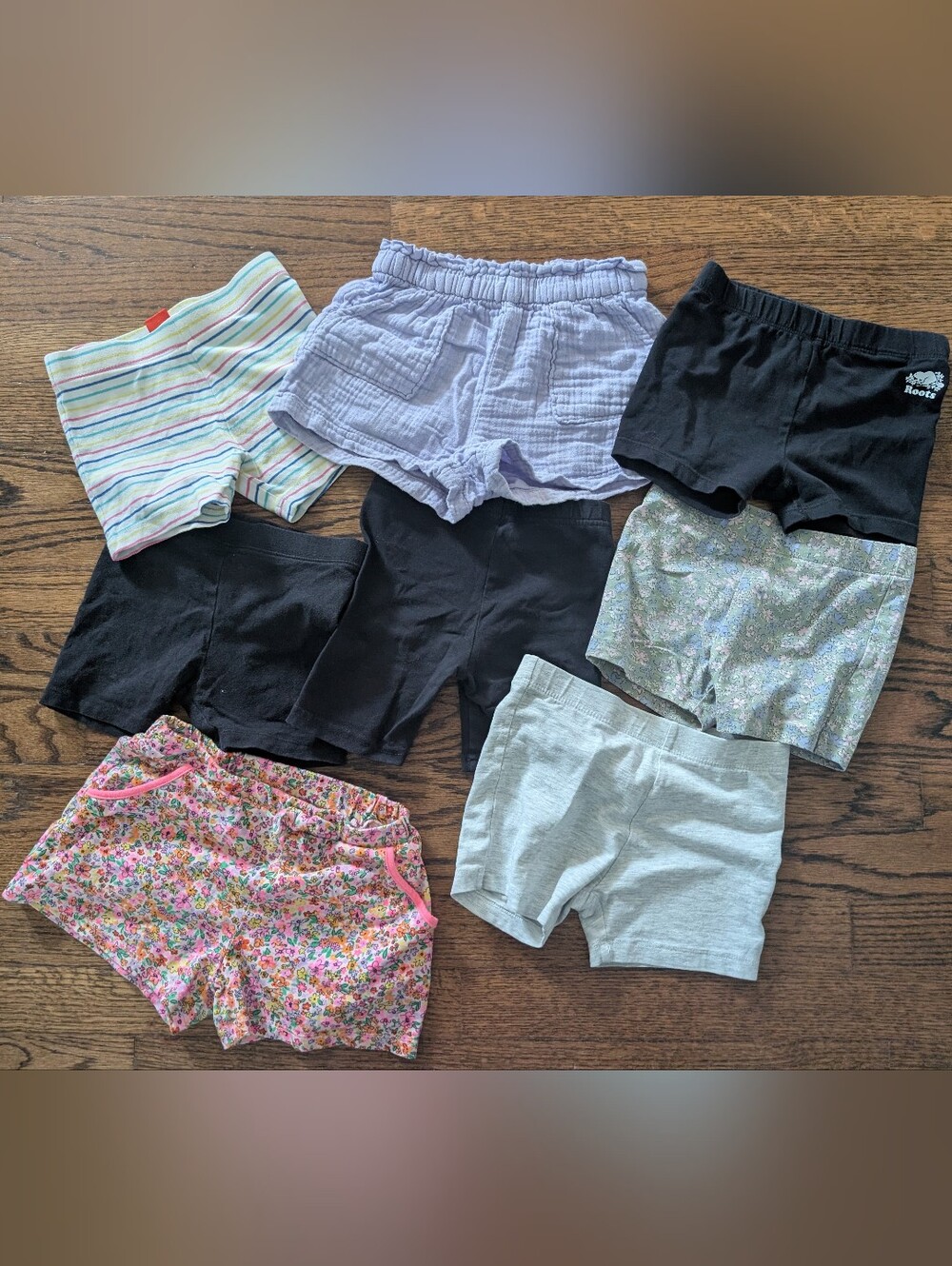 Mixed Girls Shorts and Skorts Bundle - Pastel Floral, Black, Gray, Lavender